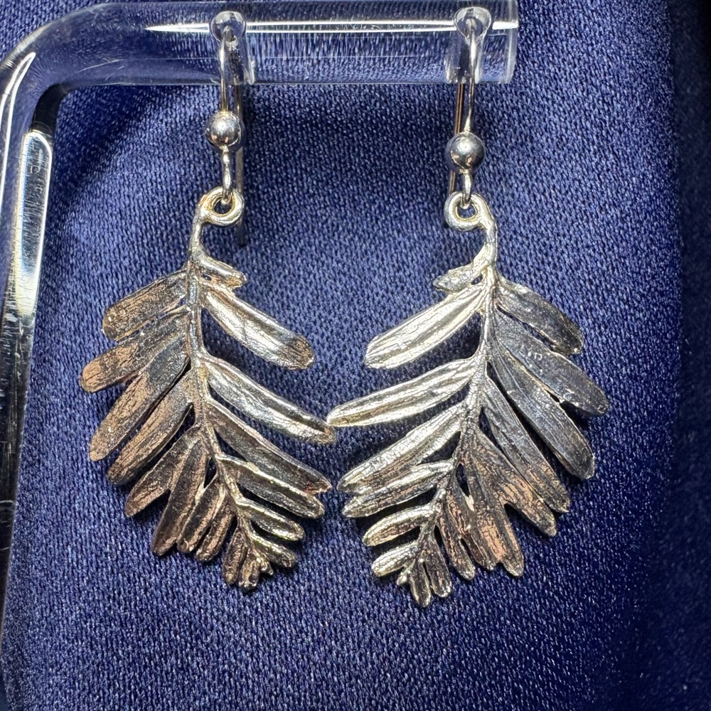 Earrings Chic 925 Solid Sterling Silver Leaf Drop… - image 2